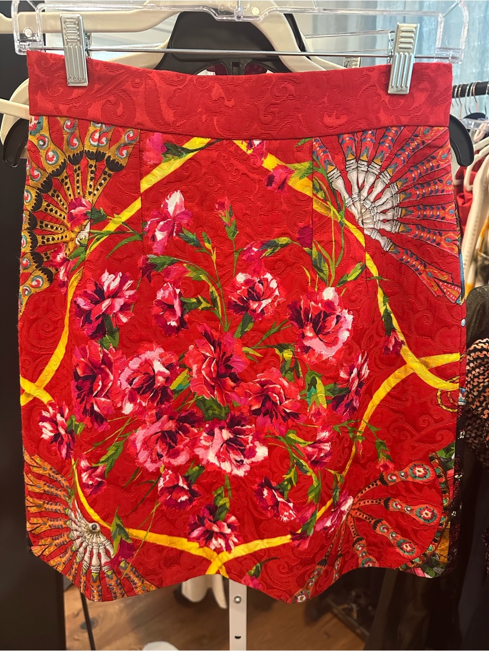NWT Dolce & Gabbana Red Jacquard Lined Skirt
